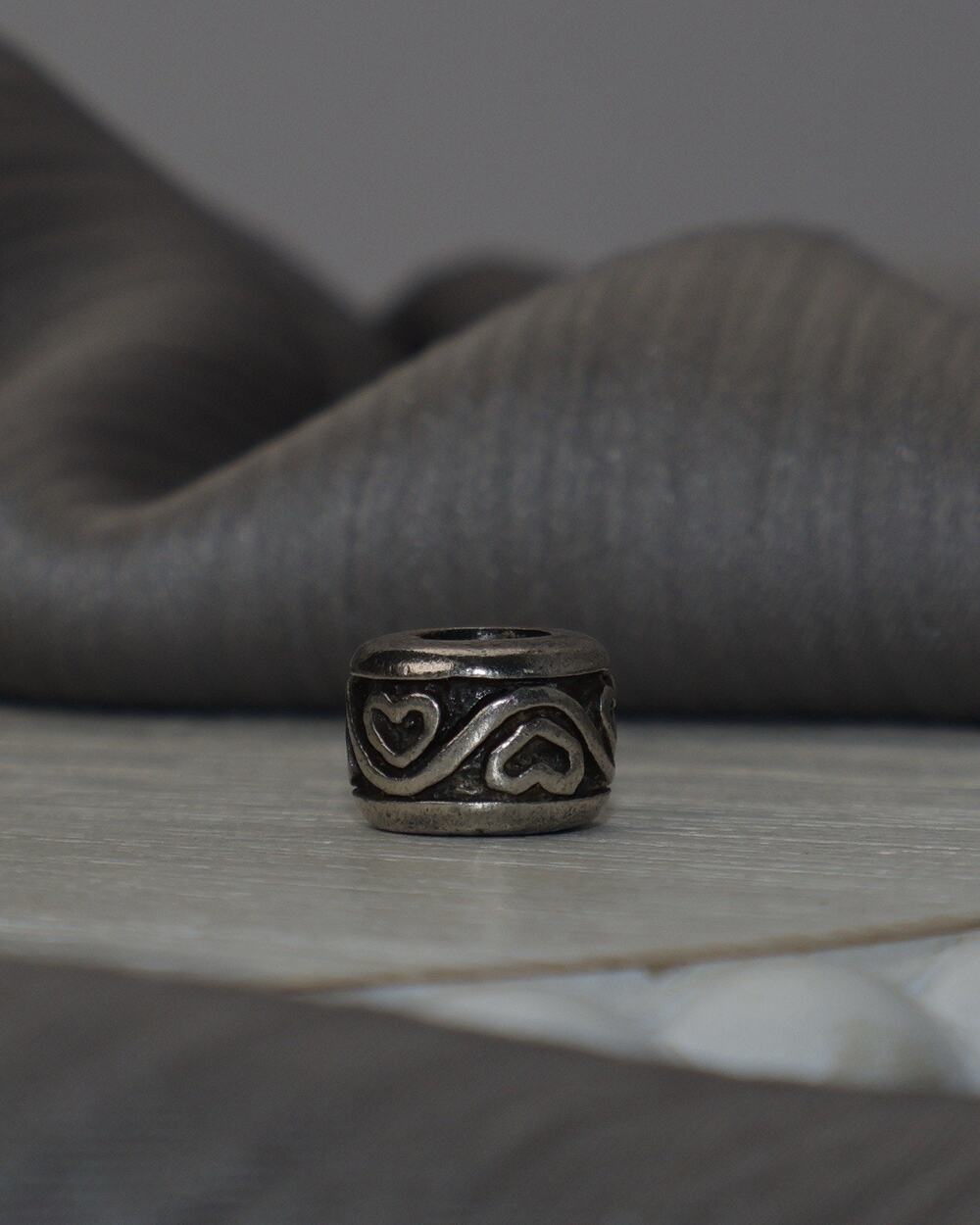 IBB Sterling Silver Heart Pattern Bead Charm 1.8G / 6.29mm